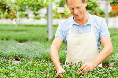 Manager inspecting a lawn during a formal investigation